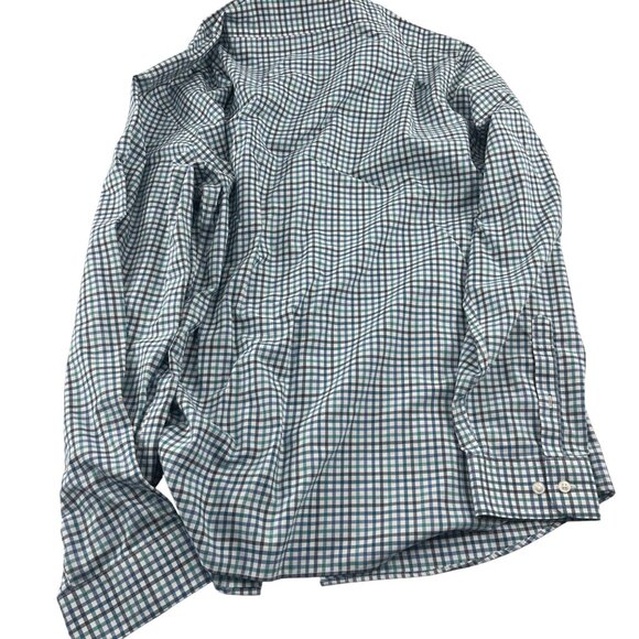 L.L. Bean Mens XL Long-Sleeve Button-Down Shirt Blue & White Check 100% Cotton - Picture 4 of 4
